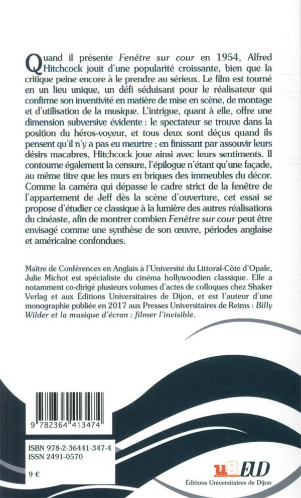 Quatrième de couverture de « FENETRE SUR COUR D'ALFRED HITCHCOCK : SORTIR DU CADRE »