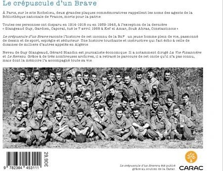 Quatrième de couverture de « Le crépuscule d'un brave : dans les pas d'un appelé en Algérie »