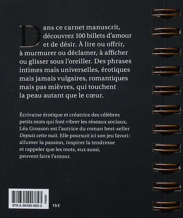 Quatrième de couverture de « Mes pensées te font l'amour : 100 billets érotiques et romantiques, à afficher, murmurer, partager... »