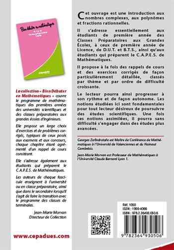 Quatrième de couverture de « NOMBRES COMPLEXES, FONCTIONS RATIONNELLES »