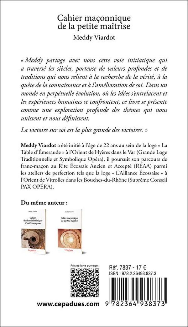 Quatrième de couverture de « Cahier maçonnique de la petite maîtrise »