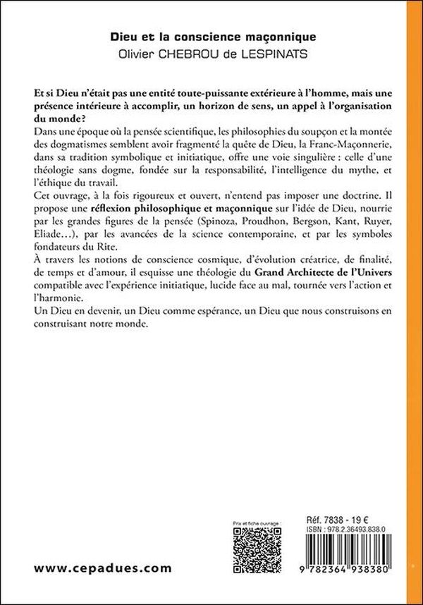 Quatrième de couverture de « Dieu et la conscience maçonnique »