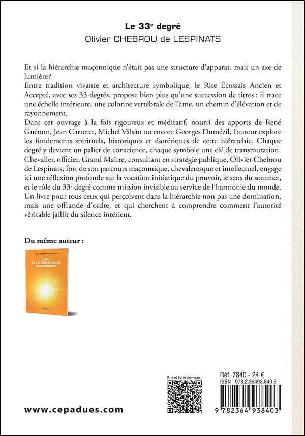 Quatrième de couverture de « Le 33e degré : du nombre à l'être, de la structure au principe »