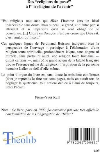 Quatrième de couverture de « LA RELIGION, LA MORALE ET LA SCIENCE »