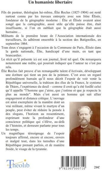 Quatrième de couverture de « LA COMMUNE DE PARIS AU JOUR LE JOUR »