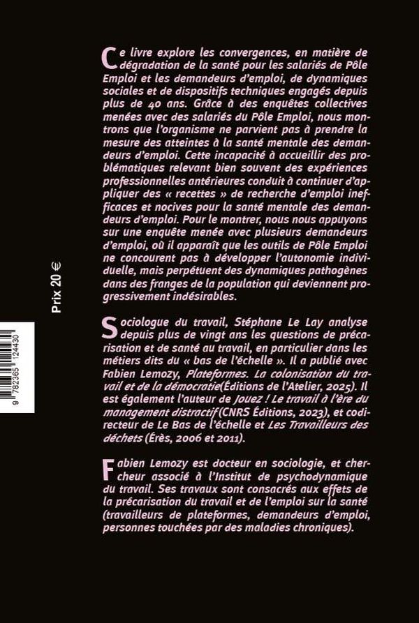 Quatrième de couverture de « Contrôler et prescrire : les impasses pathogènes de la recherche d'emploi »