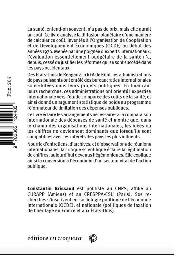 Quatrième de couverture de « Le prix de la santé : l'OCDE et la quantification internationale du trou de la Sécu (1972-2019) »