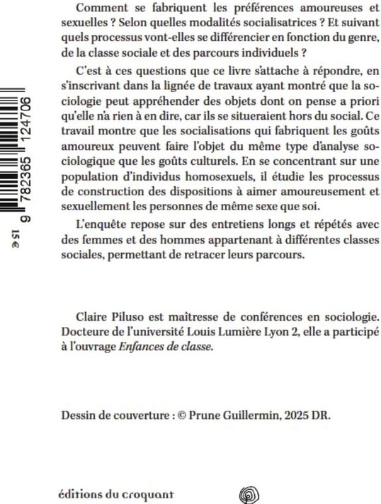 Quatrième de couverture de « Sociologie des goûts homosexuels »