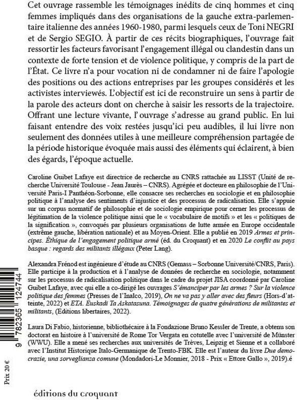 Quatrième de couverture de « Lutter hors des partis : La gauche révolutionnaire italienne des années 1960 - 1980 : Témoignages de militant.es extra-parlementaires »