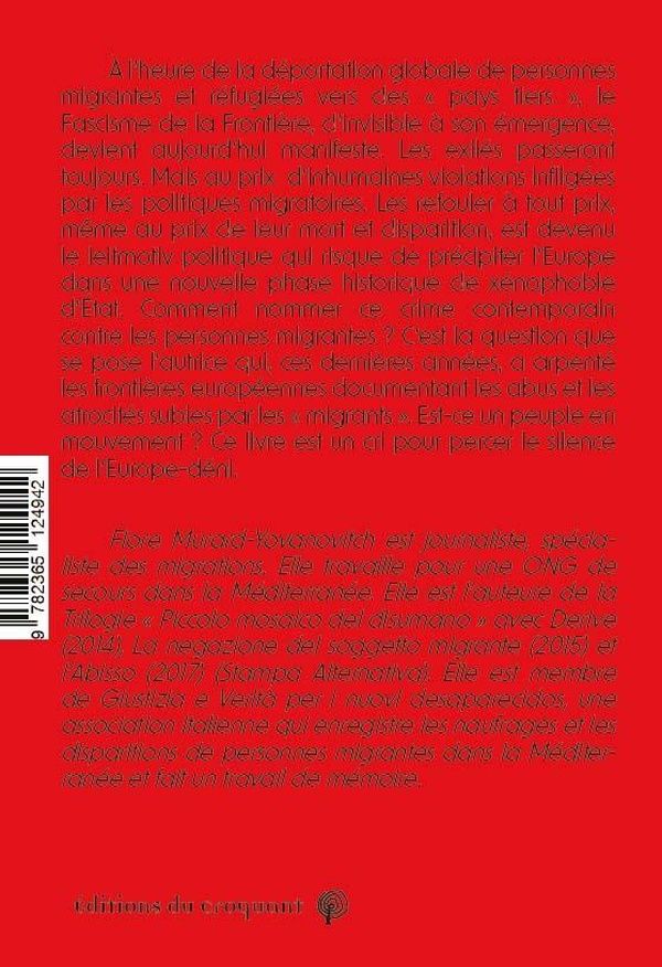 Quatrième de couverture de « L'innommable : le crime contemporain contre les migrants »