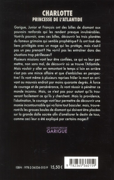 Quatrième de couverture de « Charlotte princesse de l'Atlantide »