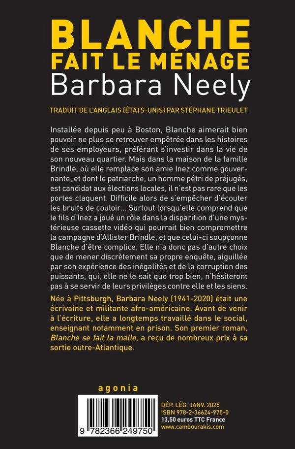 Quatrième de couverture de « Blanche fait le ménage »