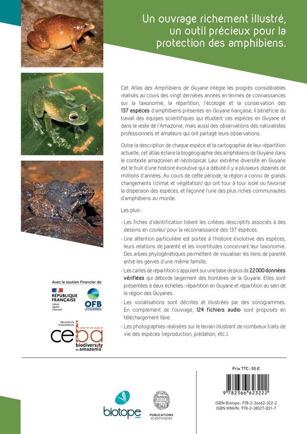 Quatrième de couverture de « ATLAS DES AMPHIBIENS DE GUYANE »