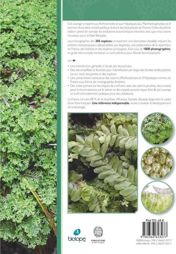 Quatrième de couverture de « LES BRYOPHYTES DE FRANCE - TOME I (2E EDITION) - ANTHOCEROTES ET HEPATIQUES »