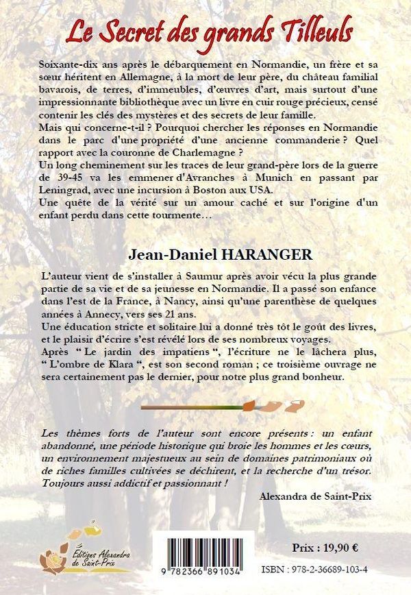 Quatrième de couverture de « LE SECRET DES GRANDS TILLEULS »