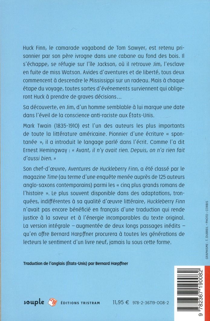 Quatrième de couverture de « Aventures de Huckleberry Finn »