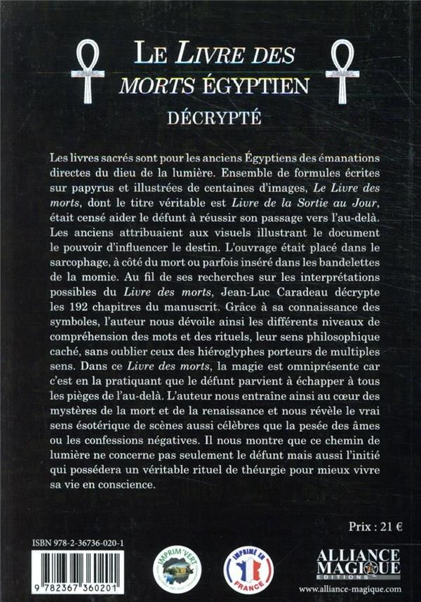 Quatrième de couverture de « LE LIVRE DES MORTS EGYPTIEN DECRYPTE »