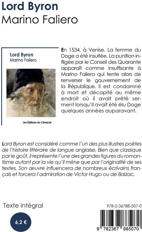Quatrième de couverture de « MARINO FALIERO »