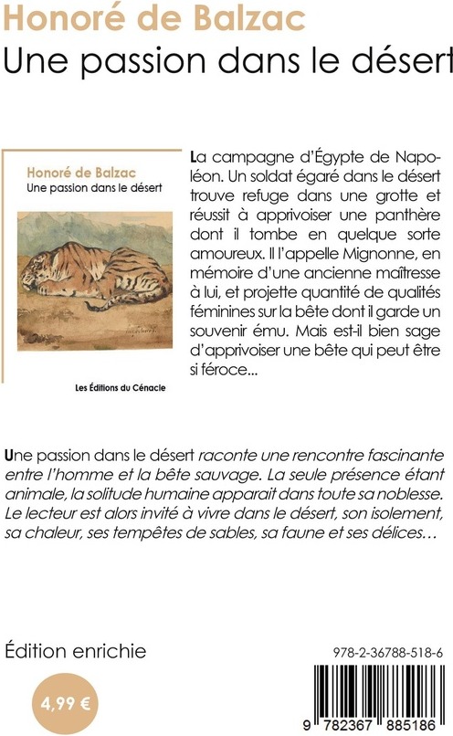 Quatrième de couverture de « Une passion dans le désert »