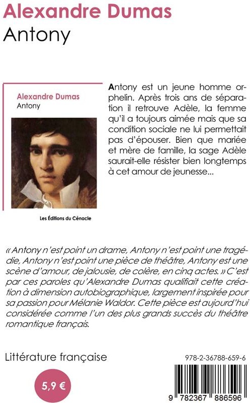 Quatrième de couverture de « Antony »