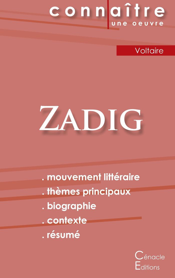 Couverture du livre « FICHE DE LECTURE ZADIG DE VOLTAIRE (ANALYSE LITTERAIRE DE REFERENCE ET RESUME COMPLET) » de Voltaire, librairie Les Contes Infusés à Corte