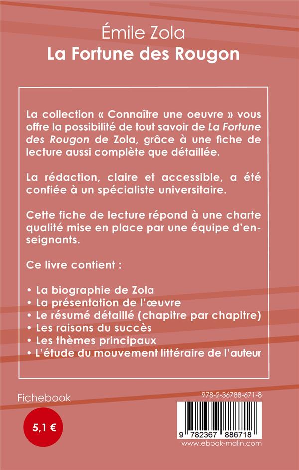 Quatrième de couverture de « FICHE DE LECTURE LA FORTUNE DES ROUGON DE EMILE ZOLA (ANALYSE LITTERAIRE DE REFERENCE ET RESUME COMP »