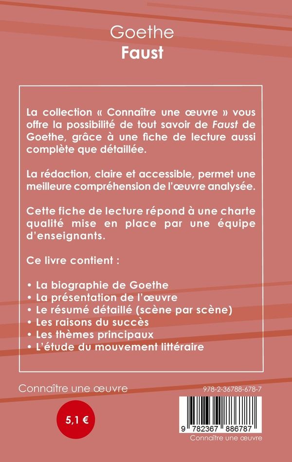 Quatrième de couverture de « FICHE DE LECTURE FAUST DE GOETHE (ANALYSE LITTERAIRE DE REFERENCE ET RESUME COMPLET) »