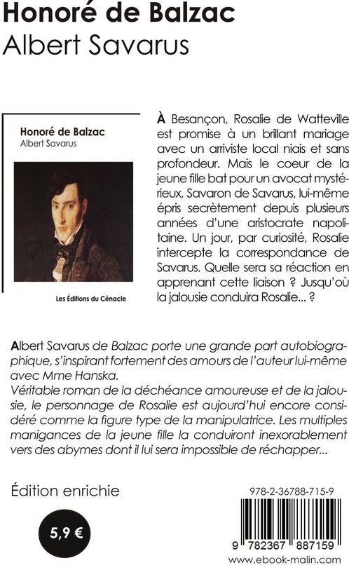 Quatrième de couverture de « Albert Savarus »