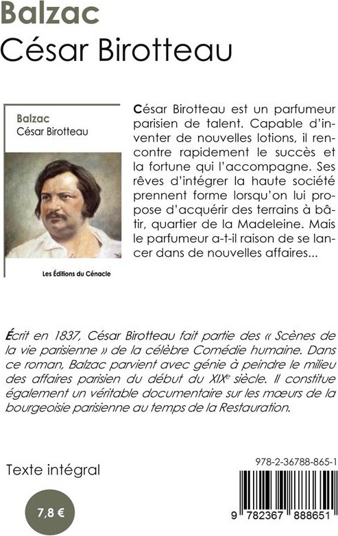 Quatrième de couverture de « César Birotteau »