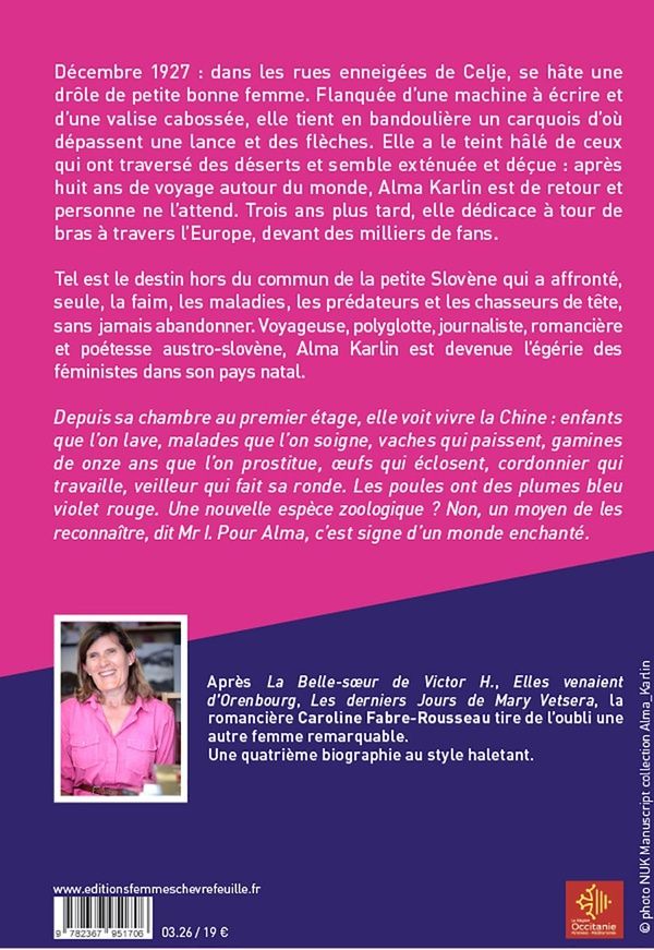 Quatrième de couverture de « Alma Karlin : voyageuse de l'extrême, 1889-1950 »