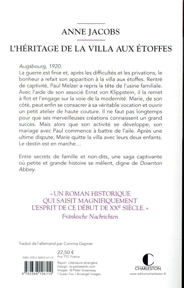 Quatrième de couverture de « L'héritage de la villa aux étoffes : roman »