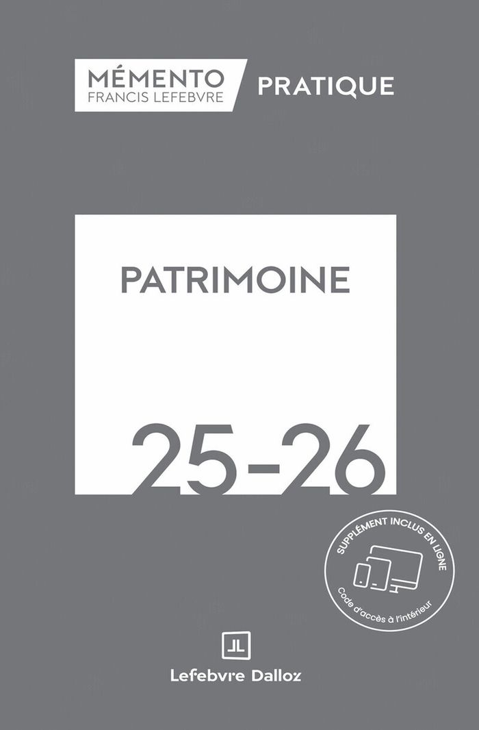 Couverture du livre « Patrimoine 25-26 » de Éditions Francis Lefebvre, librairie Les Contes Infusés à Corte