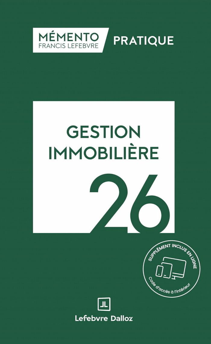 Couverture du livre « Gestion immobilière, 26 » de Éditions Francis Lefebvre, librairie Les Contes Infusés à Corte