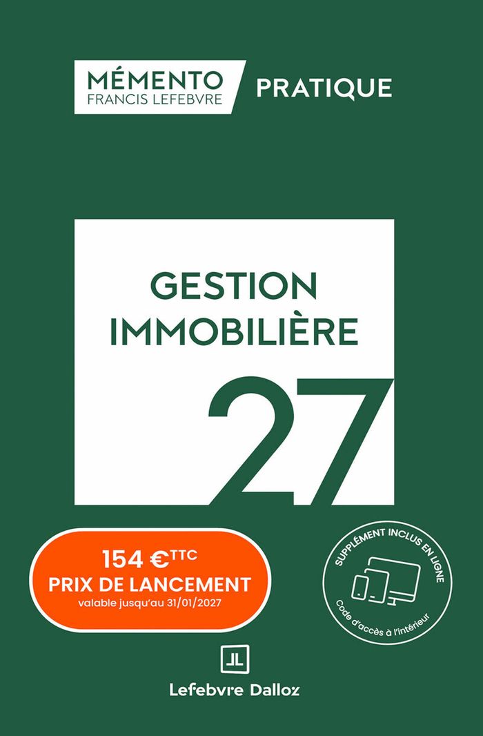 Couverture du livre « MEMENTO GESTION IMMOBILIERE 2027 » de Redaction Francis Le, librairie Les Contes Infusés à Corte