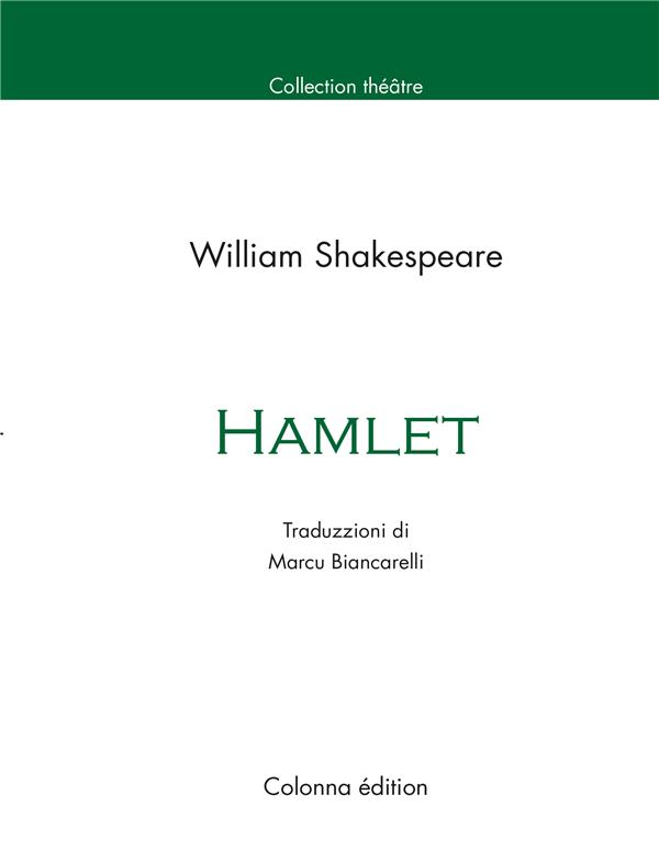 Quatrième de couverture de « HAMLET EN LANGUE CORSE »