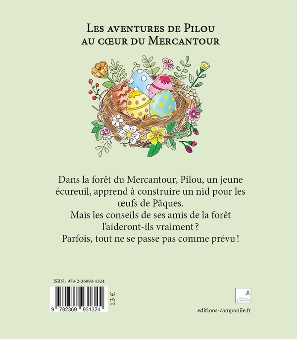 Quatrième de couverture de « Pilou et le nid de Pâques »