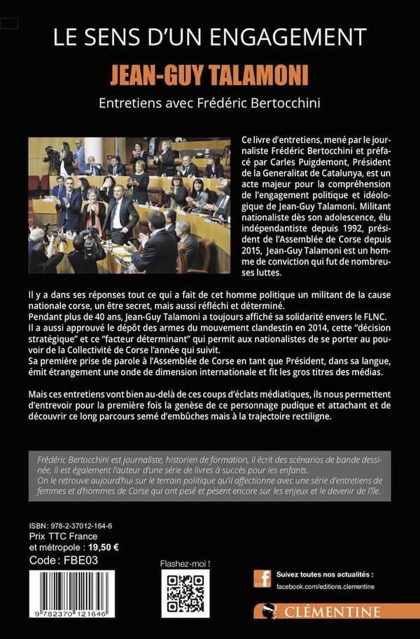 Quatrième de couverture de « JEAN-GUY TALAMONI - LE SENS D'UN ENGAGEMENT »