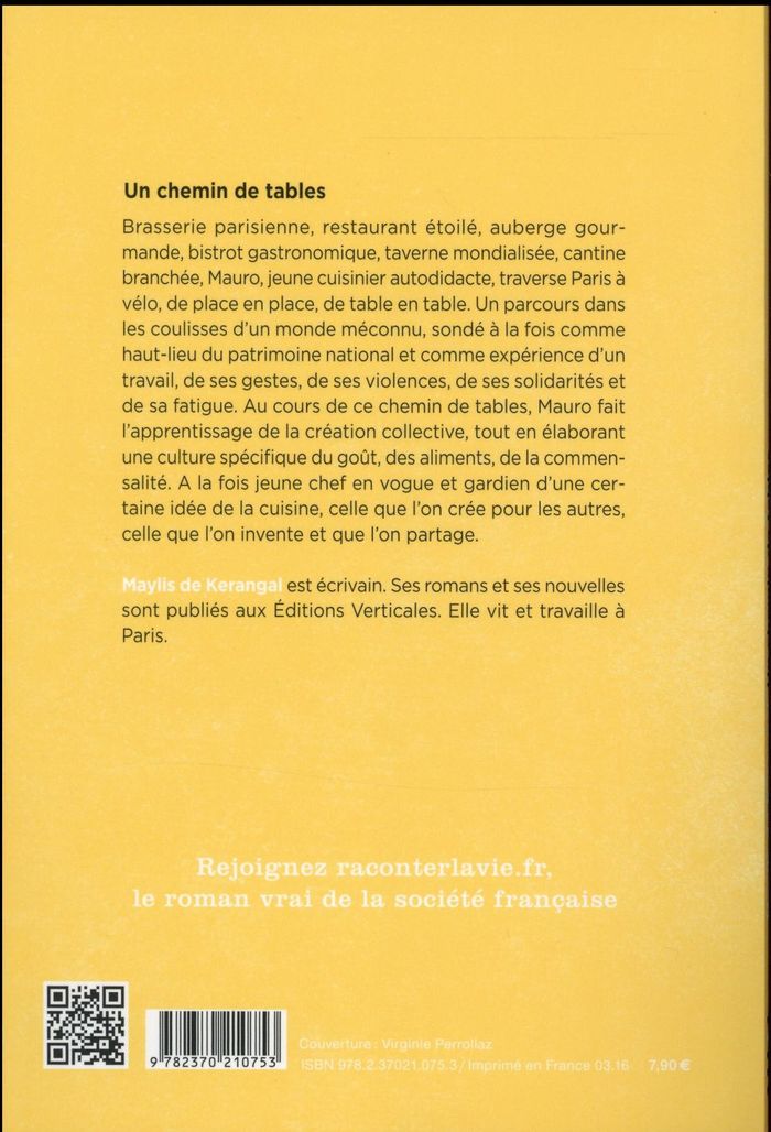 Quatrième de couverture de « Un chemin de tables »