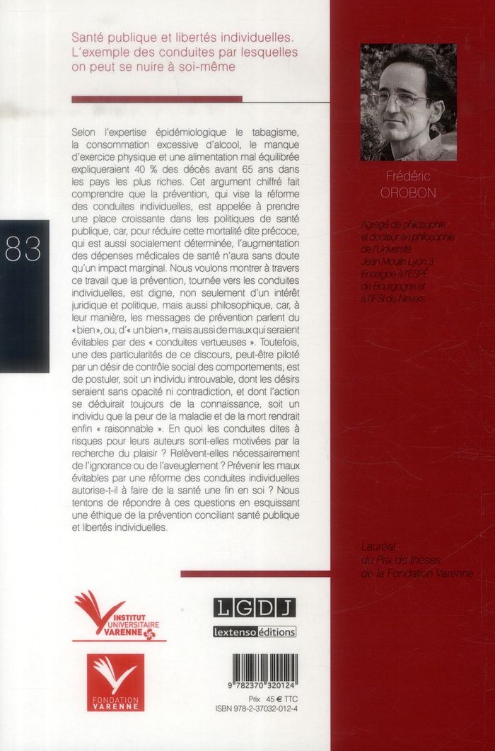 Quatrième de couverture de « SANTE PUBLIQUE ET LIBERTES INDIVIDUELLES - L'EXEMPLE DES CONDUITES PAR LESQUELLE »