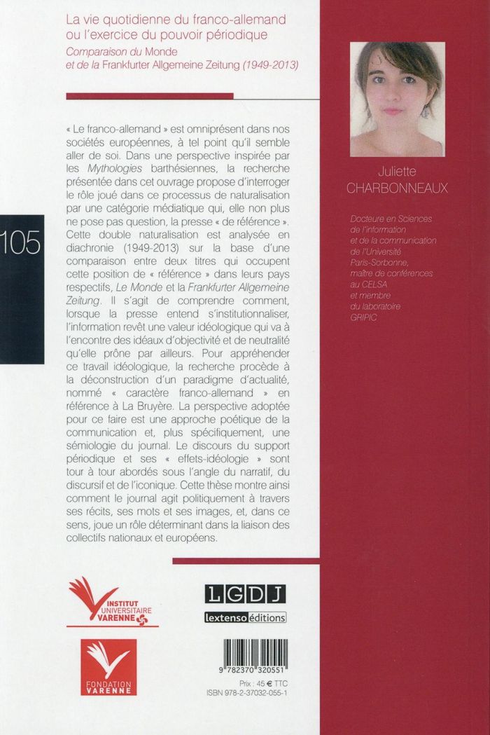 Quatrième de couverture de « LA VIE QUOTIDIENNE DU FRANCO-ALLEMAND OU L'EXERCICE DU POUVOIR PERIODIQUE - COMPARAISON DU MONDE ET »