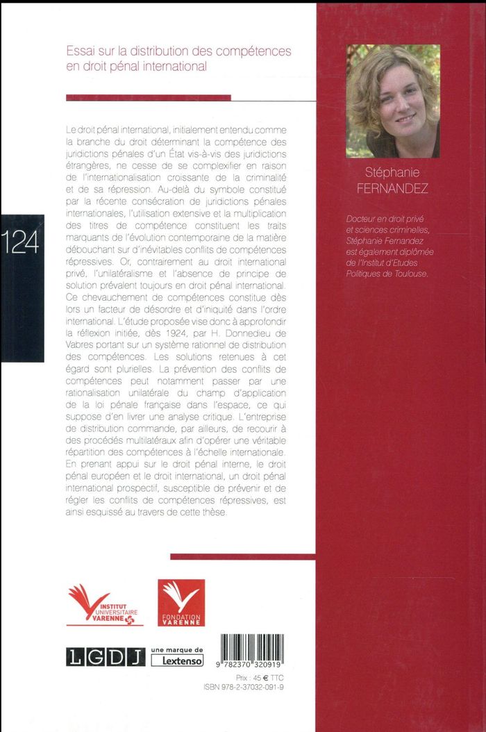 Quatrième de couverture de « ESSAI SUR LA DISTRIBUTION DES COMPETENCES EN DROIT PENAL INTERNATIONAL »