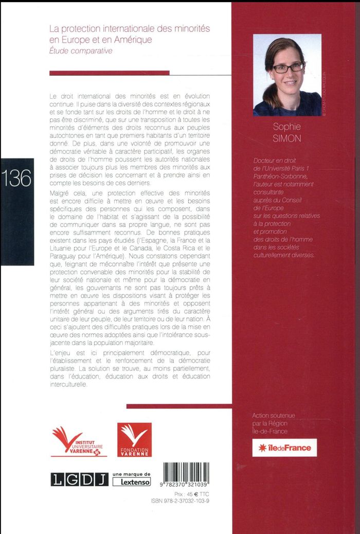 Quatrième de couverture de « LA PROTECTION INTERNATIONALE DES MINORITES EN EUROPE ET EN AMERIQUE - ETUDE COMPARATIVE »
