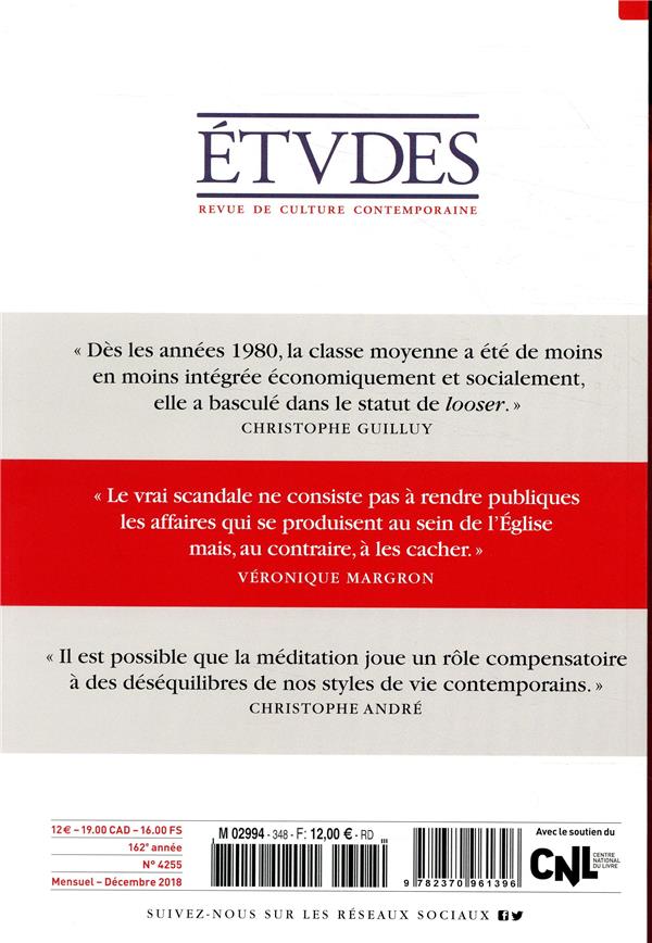 Quatrième de couverture de « ETUDES 4255 - DECEMBRE »
