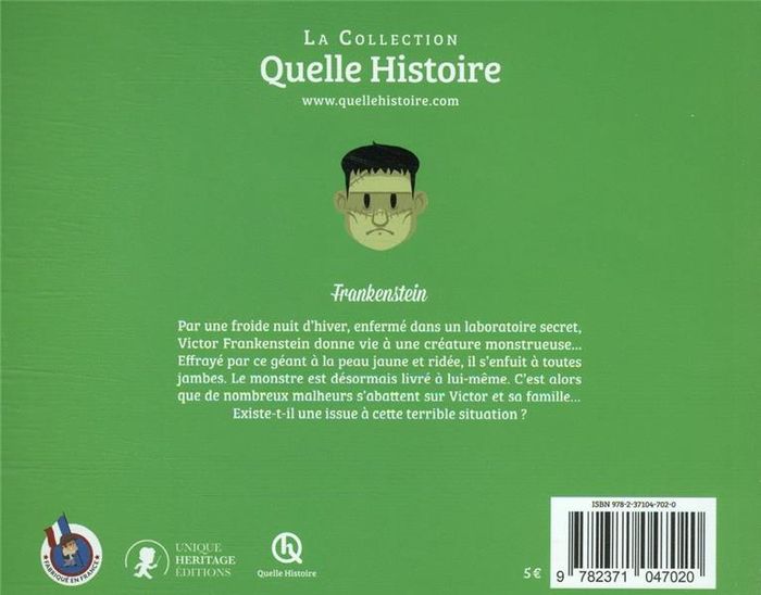Quatrième de couverture de « Frankenstein »