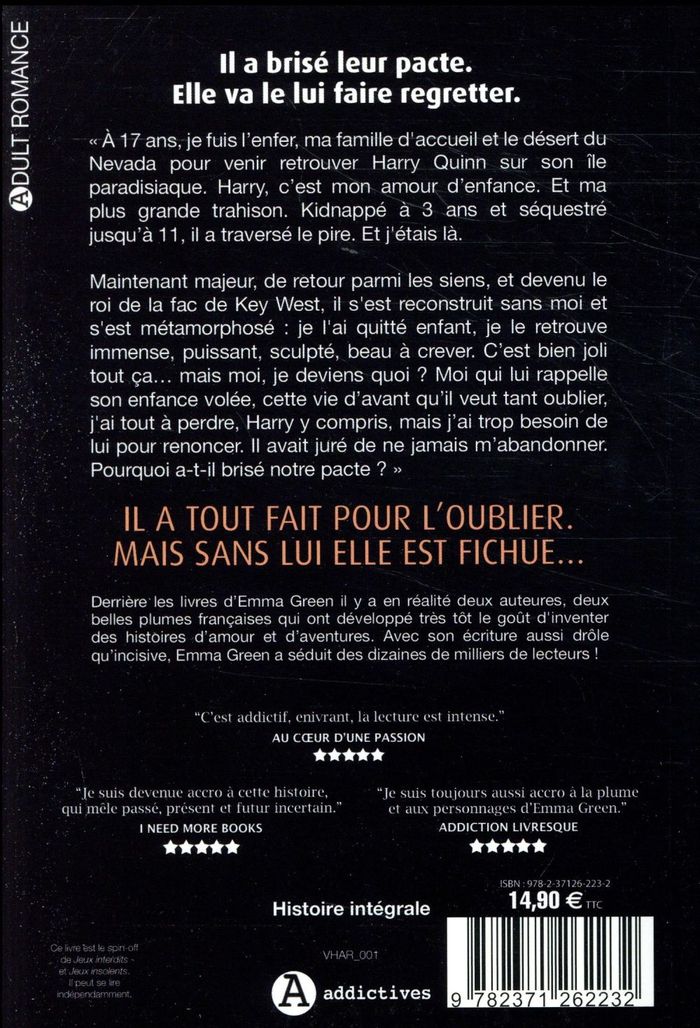 Quatrième de couverture de « Jeux imprudents »
