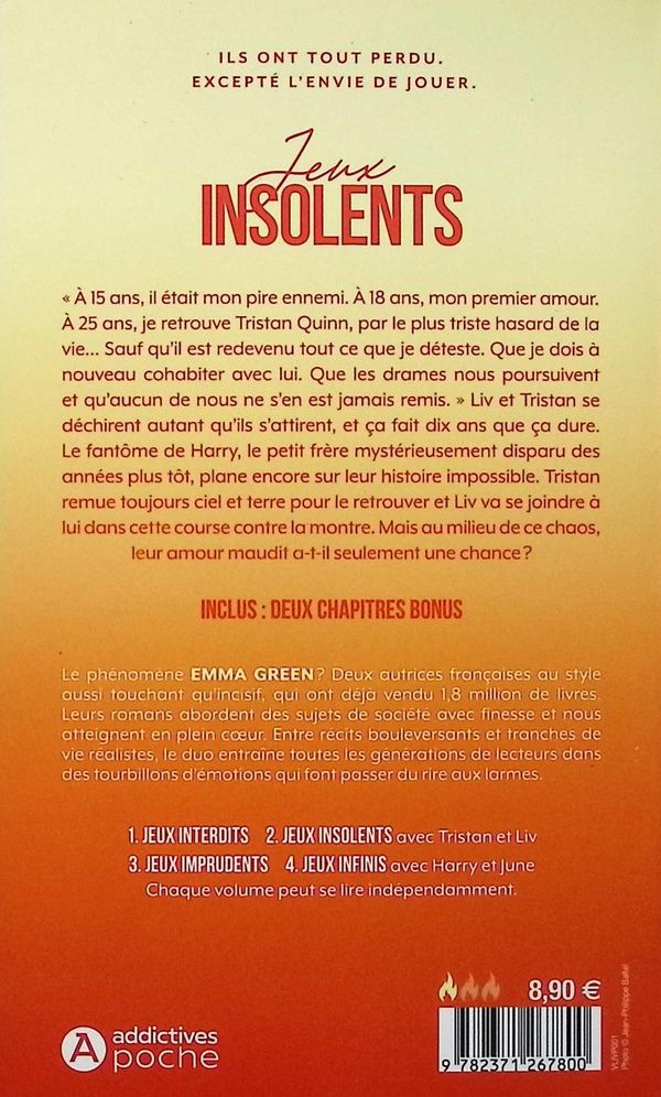 Quatrième de couverture de « JEUX INSOLENTS »
