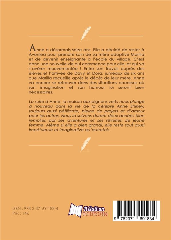Quatrième de couverture de « Anne d'Avonlea »