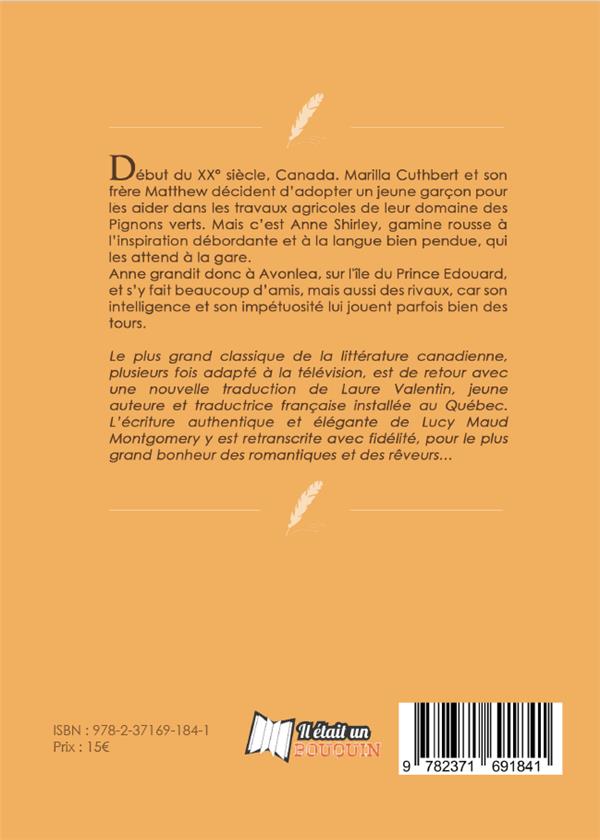 Quatrième de couverture de « Anne des pignons verts »