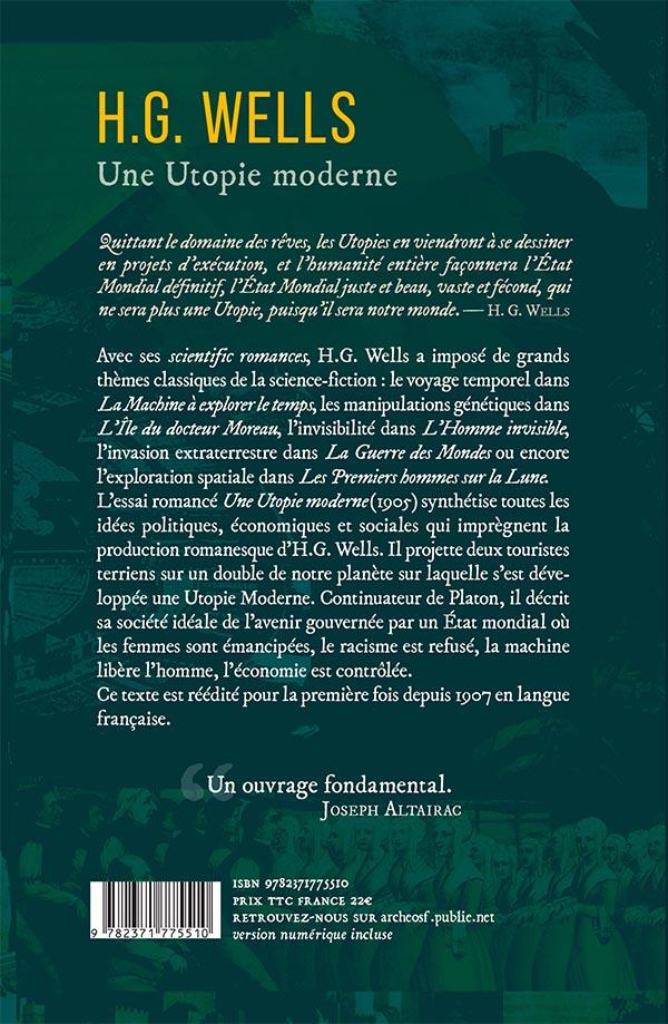 Quatrième de couverture de « Une utopie moderne »