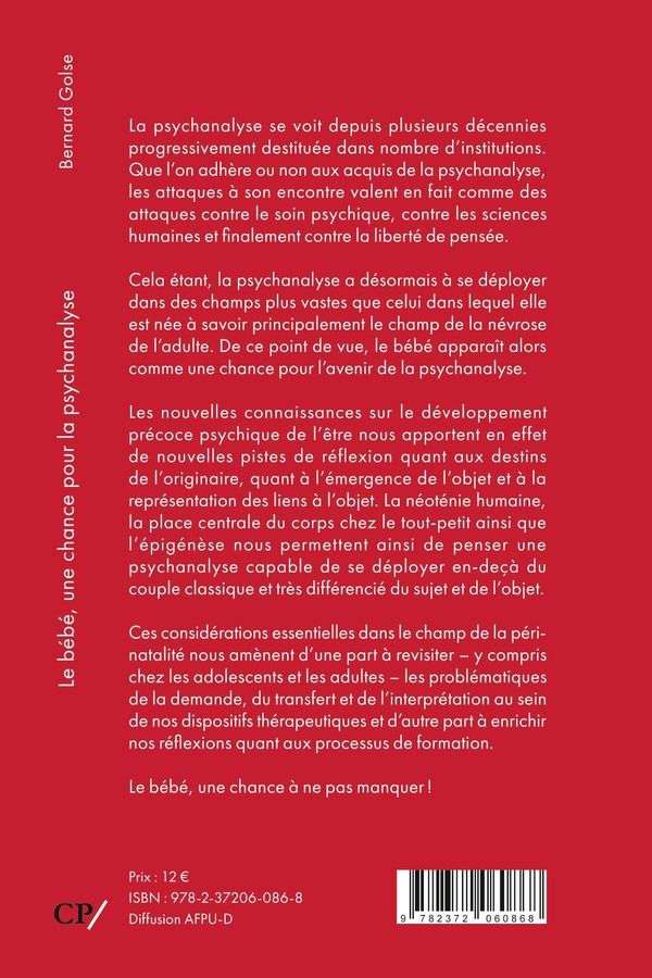 Quatrième de couverture de « Le bébé, une chance pour la psychanalyse »